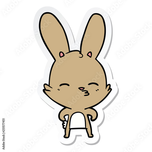 sticker of a curious bunny cartoon