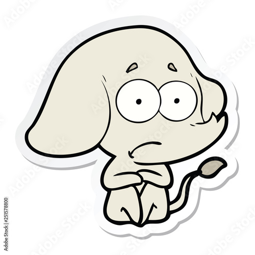 sticker of a cartoon unsure elephant