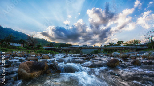 Quadro em tela Sunset with sky and river at Kiriwong, Nakhon si tham at Kiriwong, Nakhon Si Tha