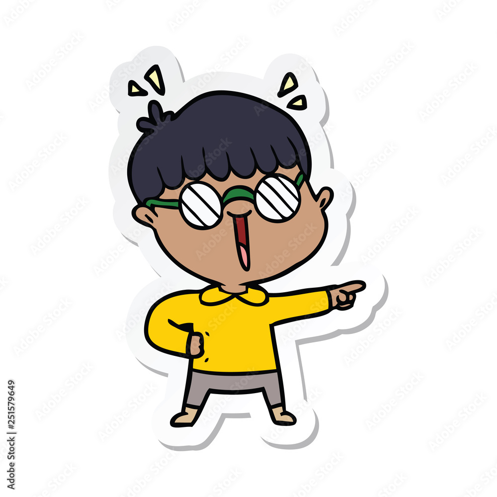 sticker of a cartoon boy wearing spectacles sticker of a cartoon boy wearing spectacles