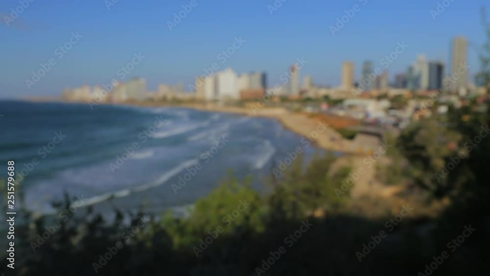 Skyline of the city of Tel Aviv, Israel. Clip with rack of focus Skyline of the city of Tel Aviv, Israel. Clip with rack of focus