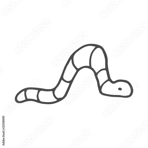 freehand drawn black and white cartoon worm