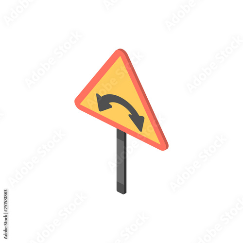 Bridge ahead isometric icon. Element of color isometric road sign icon. Premium quality graphic design icon. Signs and symbols collection icon