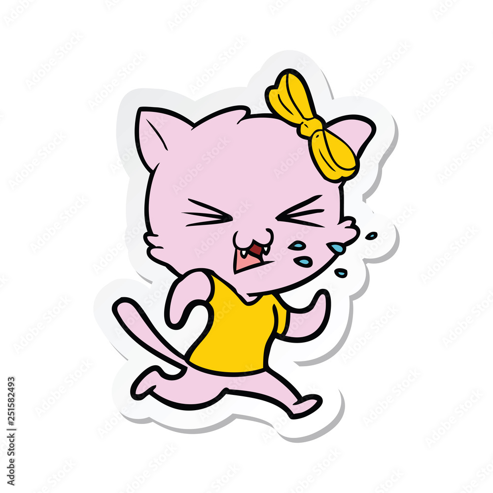 sticker of a cartoon cat sticker of a cartoon cat