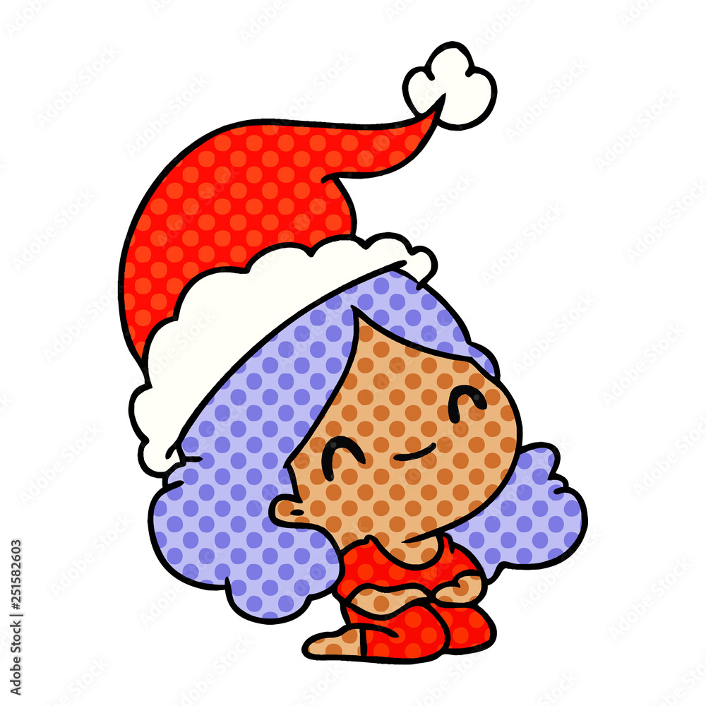 christmas cartoon of kawaii girl christmas cartoon of kawaii girl