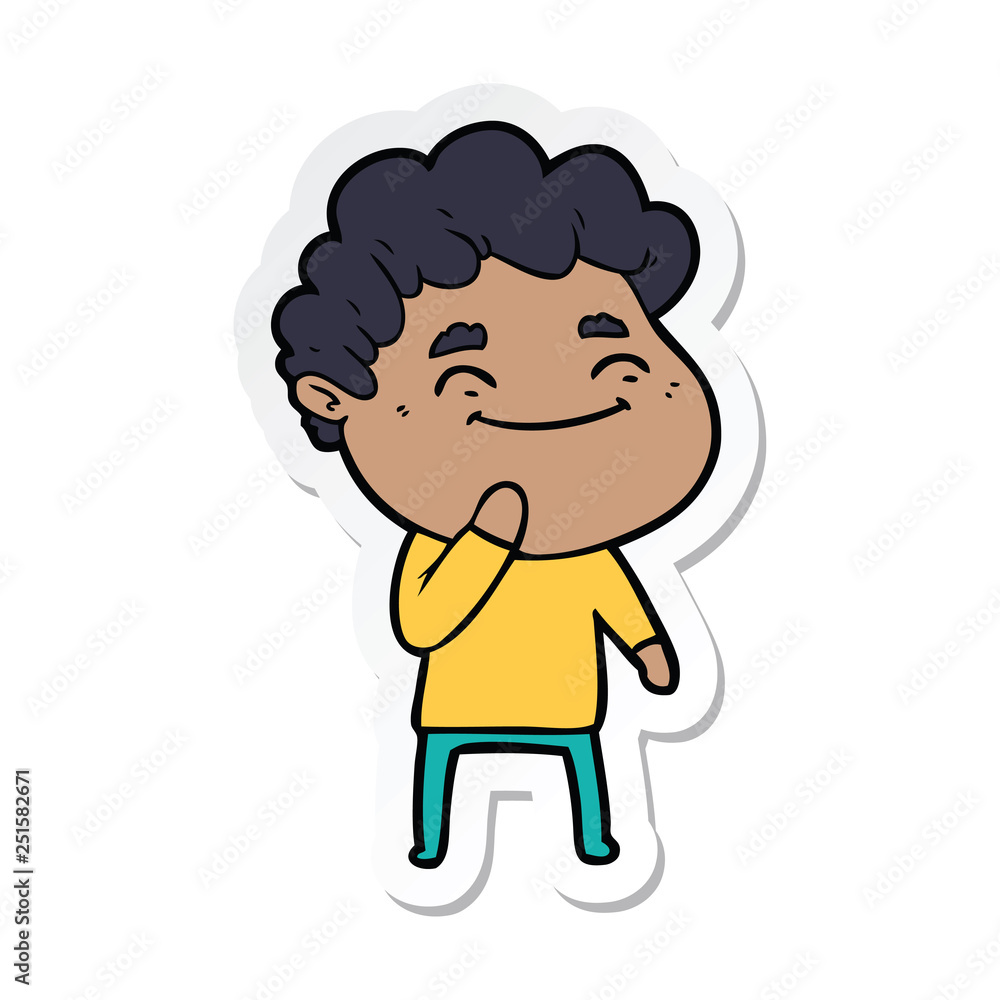 sticker of a cartoon friendly man sticker of a cartoon friendly man