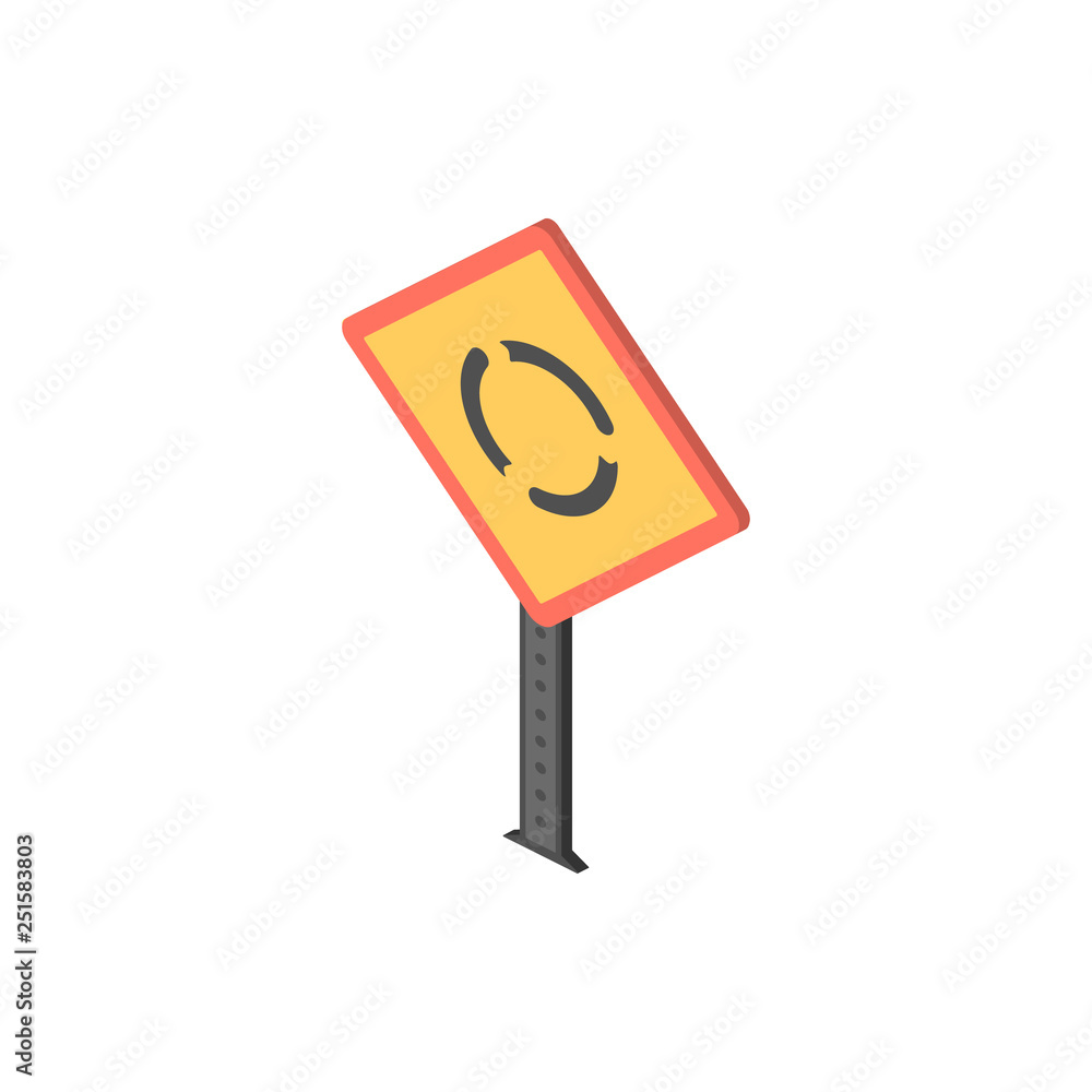 Roundabout ahead isometric icon. Element of color isometric road sign icon. Premium quality graphic design icon. Signs and symbols collection icon Roundabout ahead isometric icon. Element of color isometric road sign icon. Premium quality graphic design icon. Signs and symbols collection icon