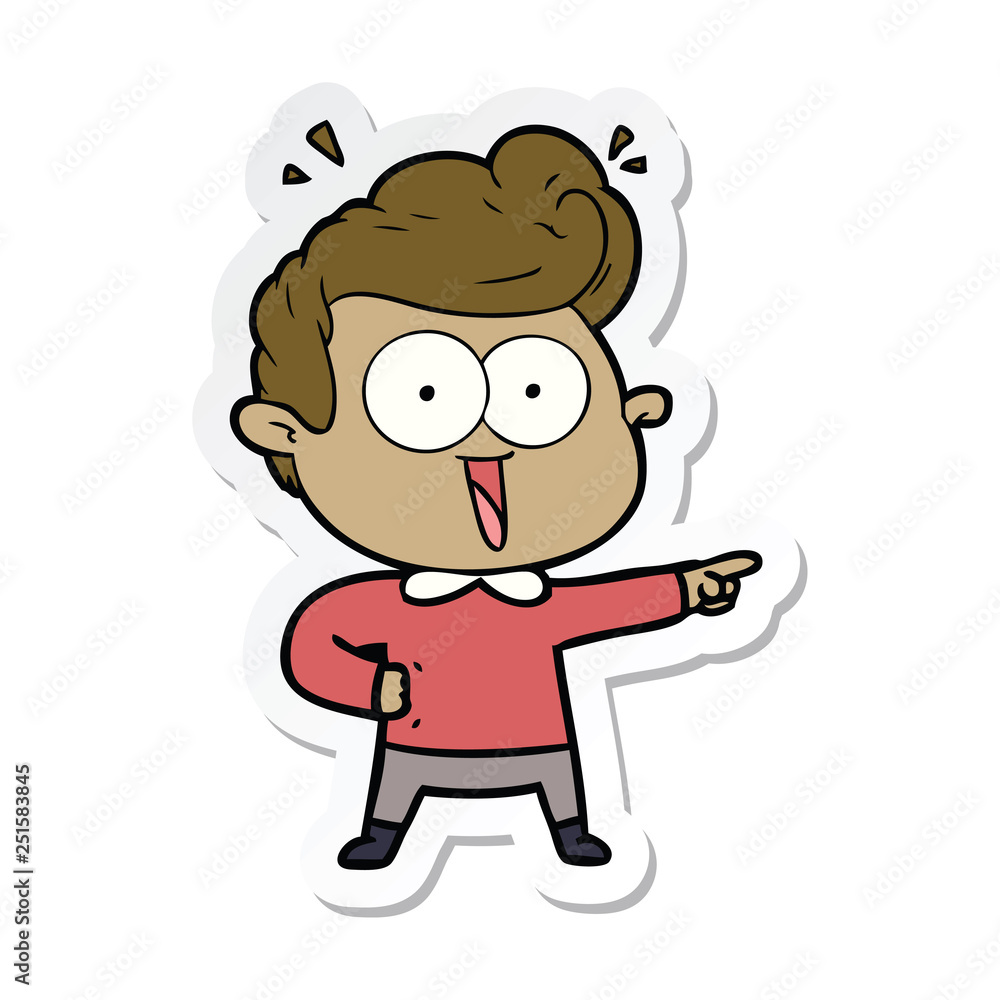 sticker of a cartoon excited man sticker of a cartoon excited man