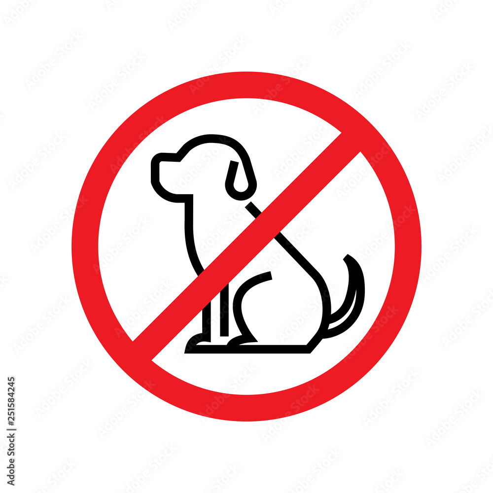 No dogs allowed. Dog prohibition sign, vector illustration. No dogs allowed. Dog prohibition sign, vector illustration.