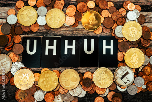 Uh huh-Express your voice with the concept of cryptocurrency and vocal words photo