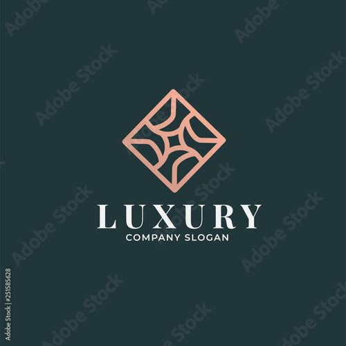 Luxury Geometric square logo for jewelry, boutique, hotel, spa