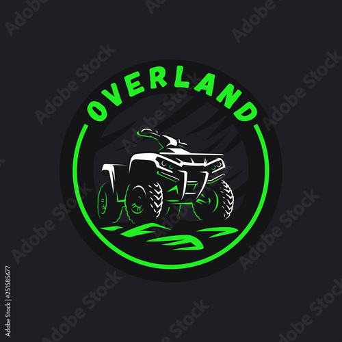 ATV vehicle logo. All-terrain offroad 4x4 quad illustration.