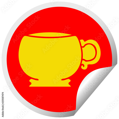quirky circular peeling sticker cartoon mug