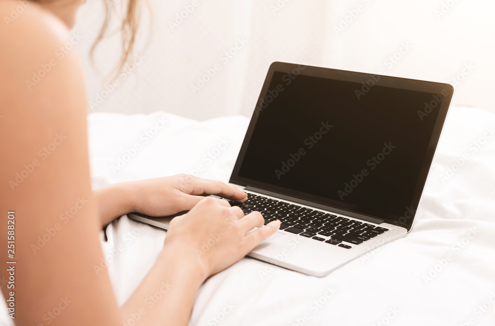 Woman using mobile smartphone with blank screen Woman using mobile smartphone with blank screen