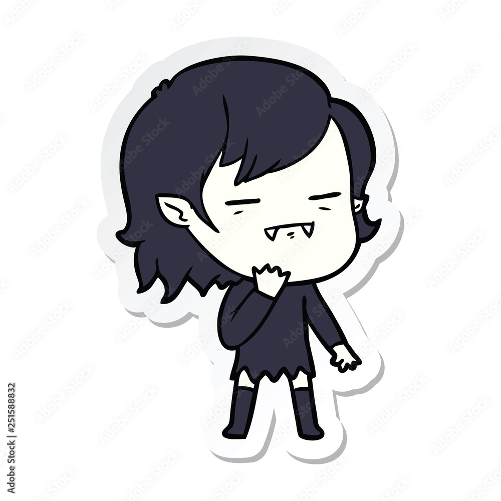 sticker of a cartoon undead vampire girl sticker of a cartoon undead vampire girl