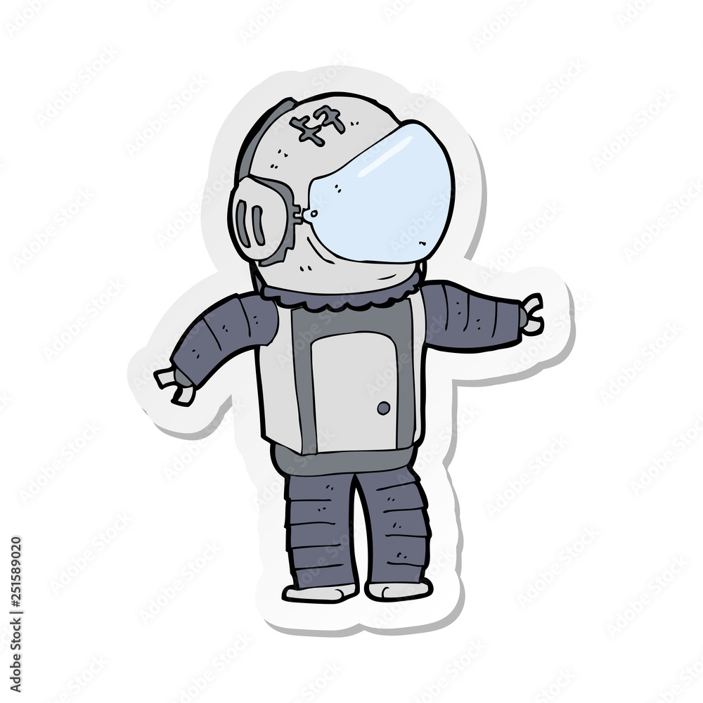 sticker of a cartoon astronaut sticker of a cartoon astronaut