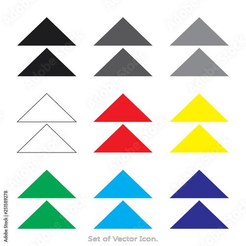 Arrow Set icons with nine Color Variations of flat style. Vector illustration.