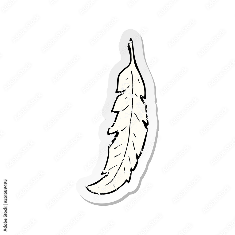 retro distressed sticker of a cartoon feather retro distressed sticker of a cartoon feather