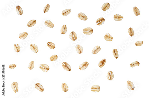 Oat-flakes isolated on white background. Texture.