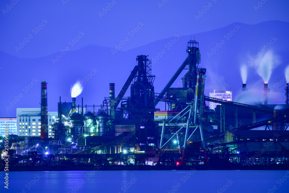 北九州工業地帯のプラント夜景 北九州工業地帯のプラント夜景