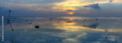 Photography Sunset with reflection in the  sea Indonesian island Gili Travanagan