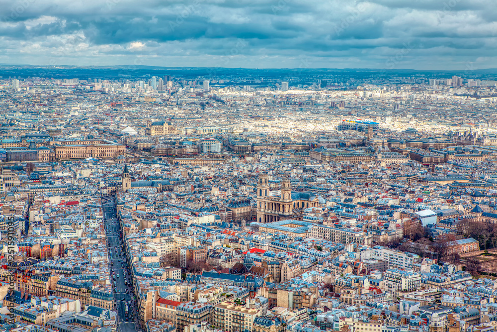 aerial view of modern Paris 