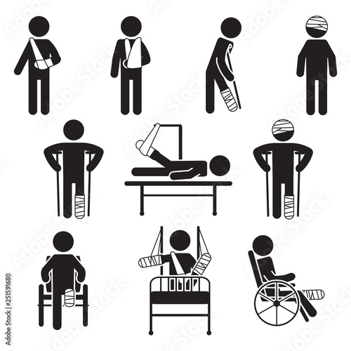 Injured people icon set. Vector. photo