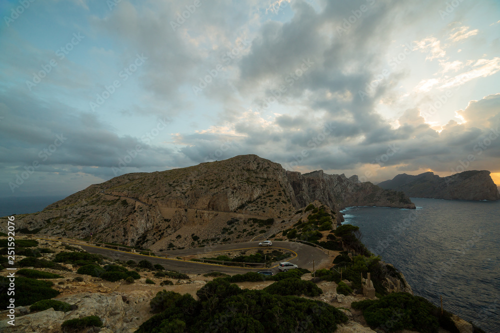 Fototapeta premium Sunset at the sea at Mallorca island