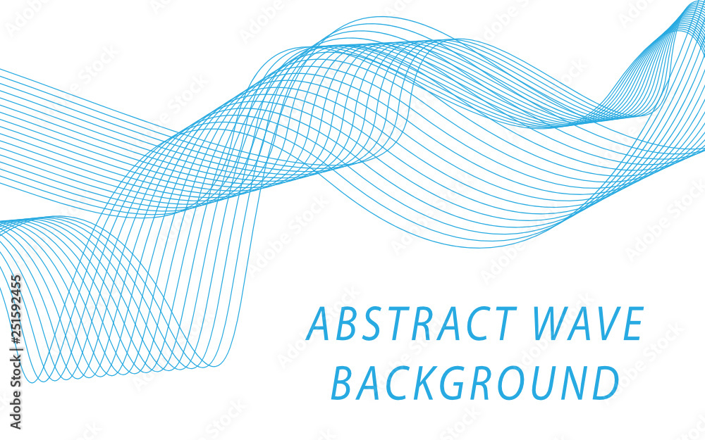 Abstract blue wave lines on white background. Can be used presentation ...