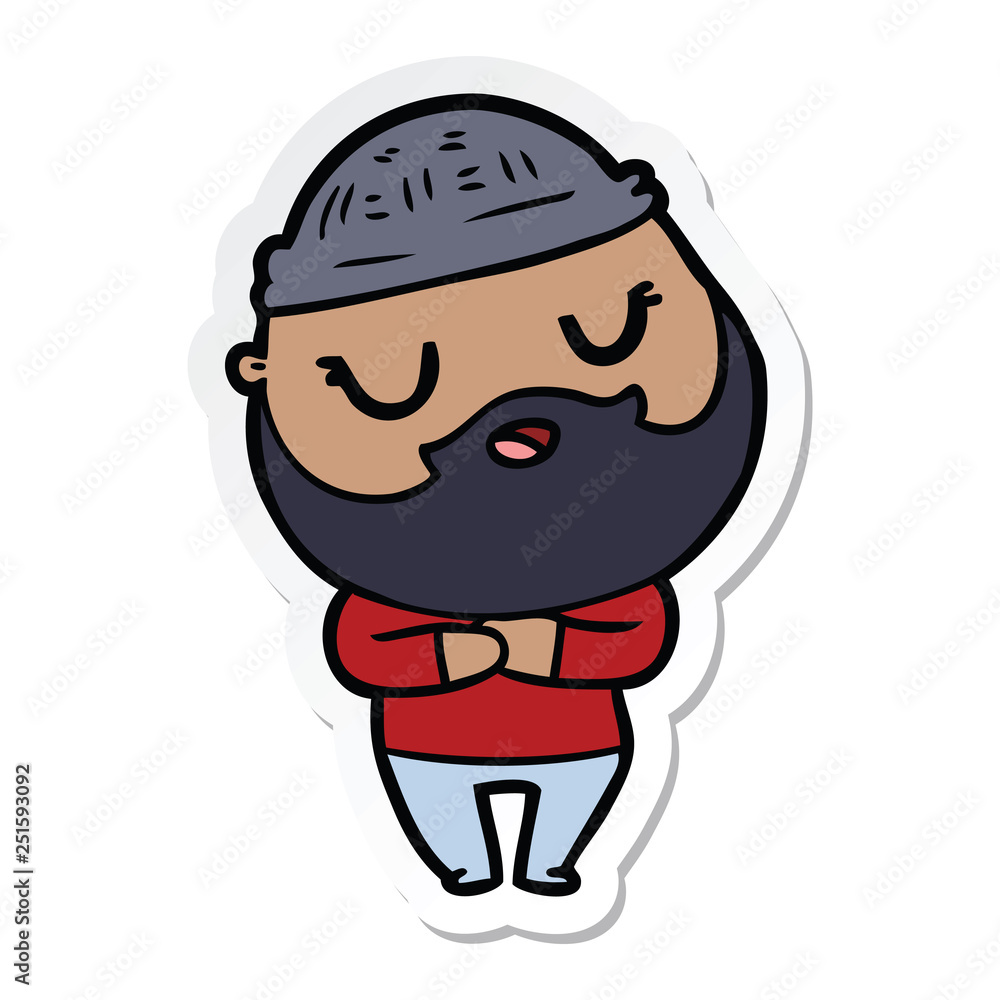 sticker of a cute cartoon man with beard