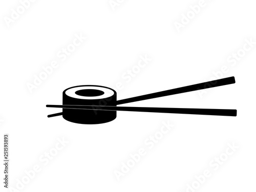 Sushi bar food logo, Japanese vector sushi bar restaurant roll icon, asian delivery food