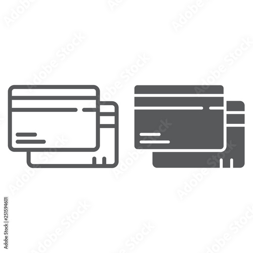 Credit card line and glyph icon, finance and pay, plastic card sign, vector graphics, a linear pattern on a white background.