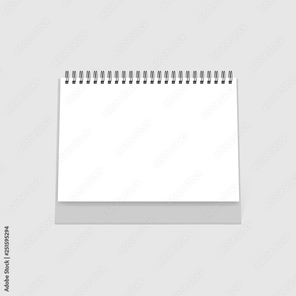 Blank desk horizontal spiral calendar - front view, vector template Blank desk horizontal spiral calendar - front view, vector template