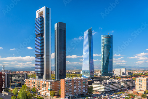 Madrid, Spain financial district skyline.