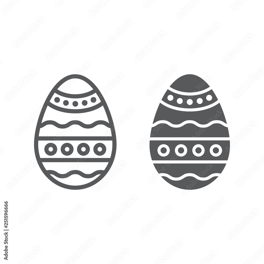 Easter egg line and glyph icon, decoration and easter, ornamented egg sign, vector graphics, a linear pattern on a white background. Easter egg line and glyph icon, decoration and easter, ornamented egg sign, vector graphics, a linear pattern on a white background.