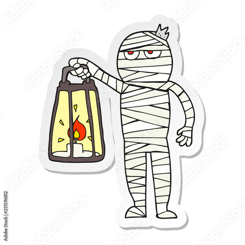 sticker of a cartoon mummy
