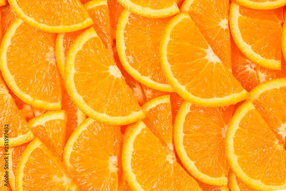 Slices of oranges as a background, top view. Slices of oranges as a background, top view.