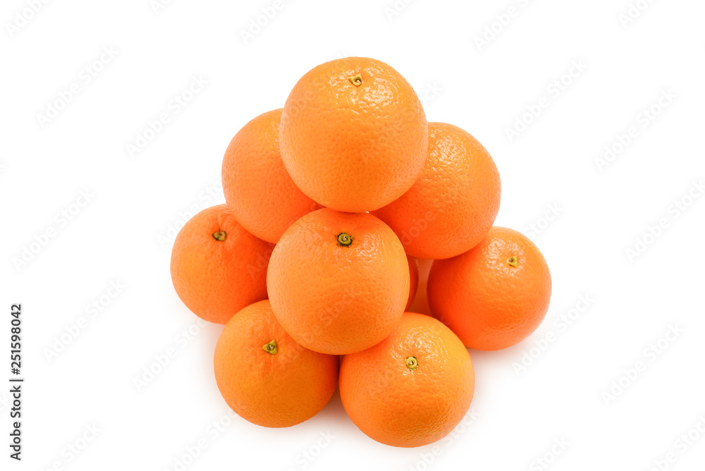 Pyramid of Oranges isolated on white background. Pyramid of Oranges isolated on white background.