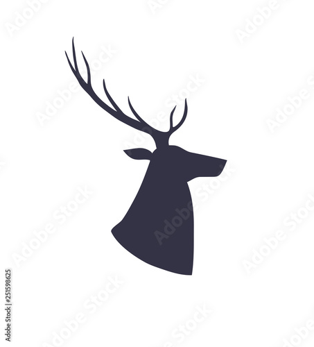 Silhouette of a deer head. Forest animals. Isolated