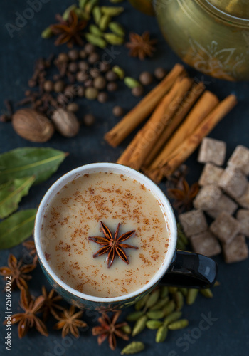 masala tea with different spices photo