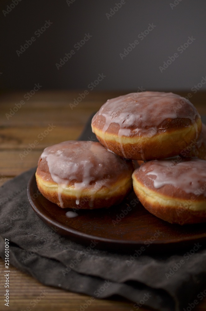 Polish donuts with icing, Fat Thursday, traditional