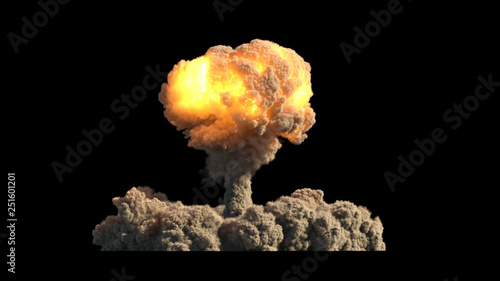 Fotografering Nuclear explosion on black background