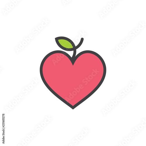 love apple outline fruit label cute symbol logo vector