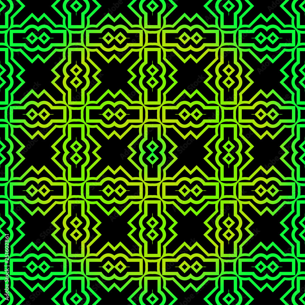 Seamless Pattern With Geometric, Triangle, Zig Zag. Vector Background, Texture. For Design Invitation, Interior Wallpaper, Cover Card, Technologic Design. Green black color