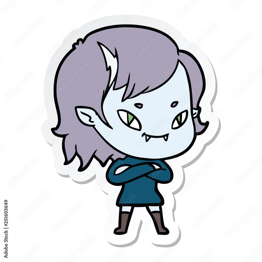 sticker of a cartoon friendly vampire girl sticker of a cartoon friendly vampire girl