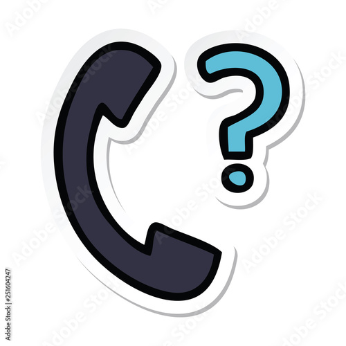 sticker of a cute cartoon telephone handset