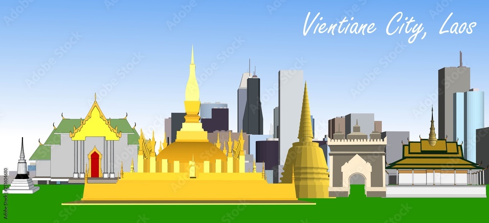 Naklejka premium Vector structure of Vientiane city, Laos