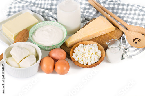 dairy products isolated on white background