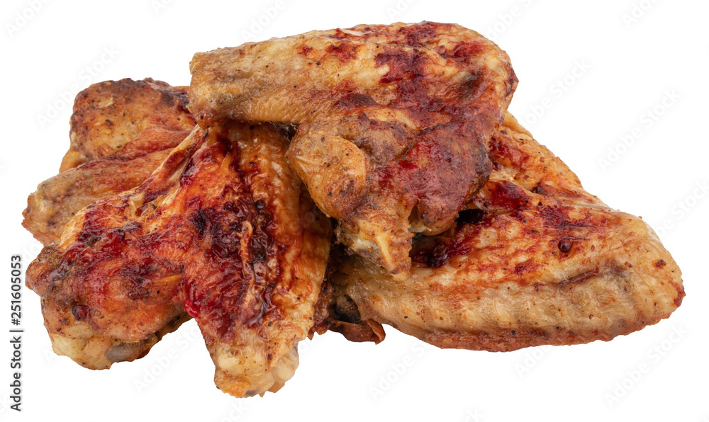 Grilled chicken wings isolated on white background Grilled chicken wings isolated on white background
