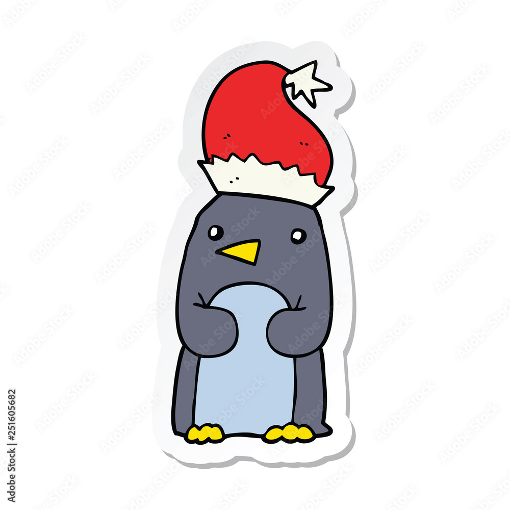Obraz premium sticker of a cute christmas penguin